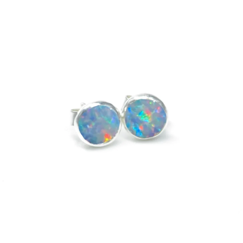 sterling silver and 5mm Opal Doublet earrings